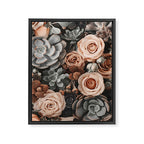 Desert Florals And Succulent Garden Peach Teal Framed Canvas Print Gallery Image 6