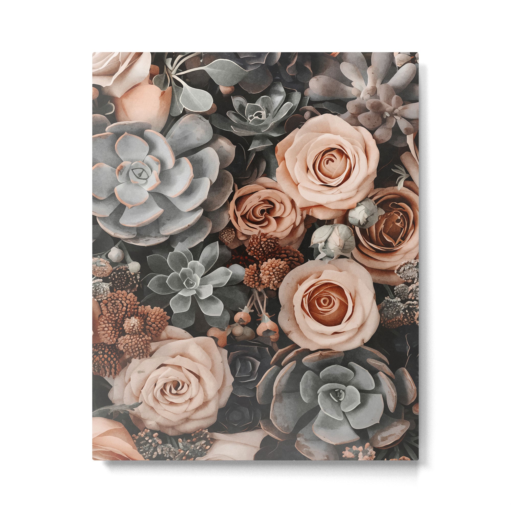 Desert Florals And Succulent Garden Peach Teal Metal Print Gallery Image 4