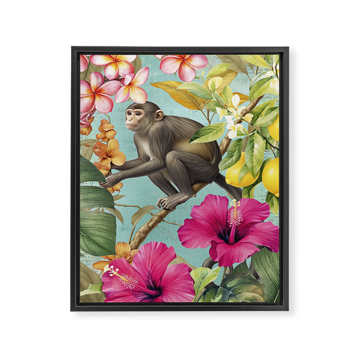 Echoes Of The Tropics Monkeys Paradise Framed Canvas Print Gallery Image 1