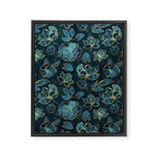 Elegant And Fancy Fantasy Flower Pattern In Turquoise And Gold Framed Canvas Print Gallery Image 8