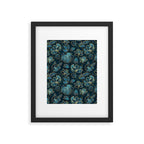 Elegant And Fancy Fantasy Flower Pattern In Turquoise And Gold Framed Art Print Gallery Image 6