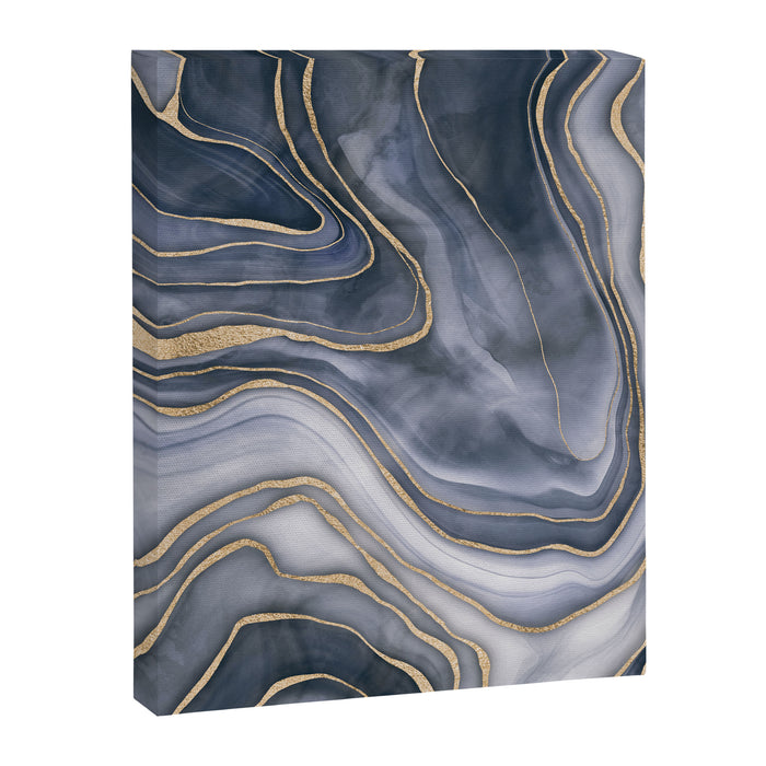 Elegant Marble Reverie Navy Gold Canvas Print Gallery Image 1
