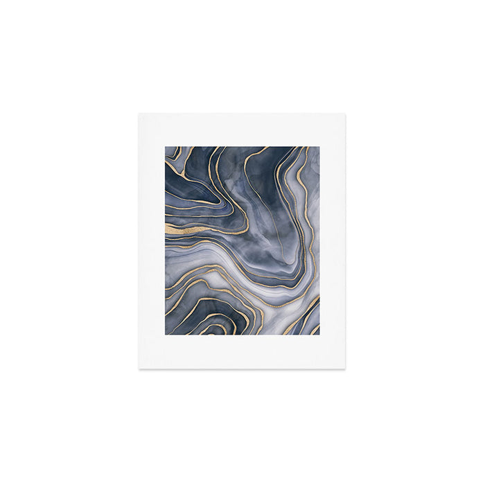 Elegant Marble Reverie Navy Gold Art Print Gallery Image 1