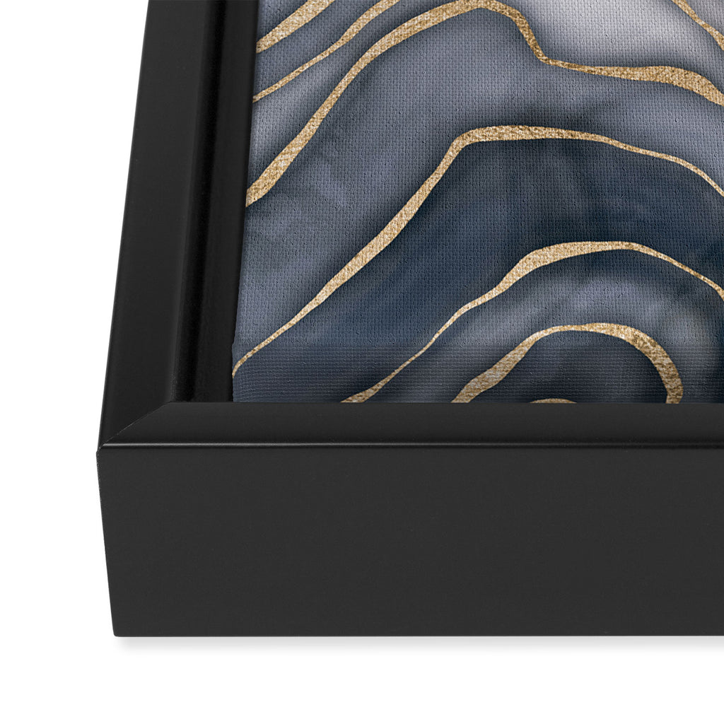 Elegant Marble Reverie Navy Gold Framed Canvas Print Gallery Image 3
