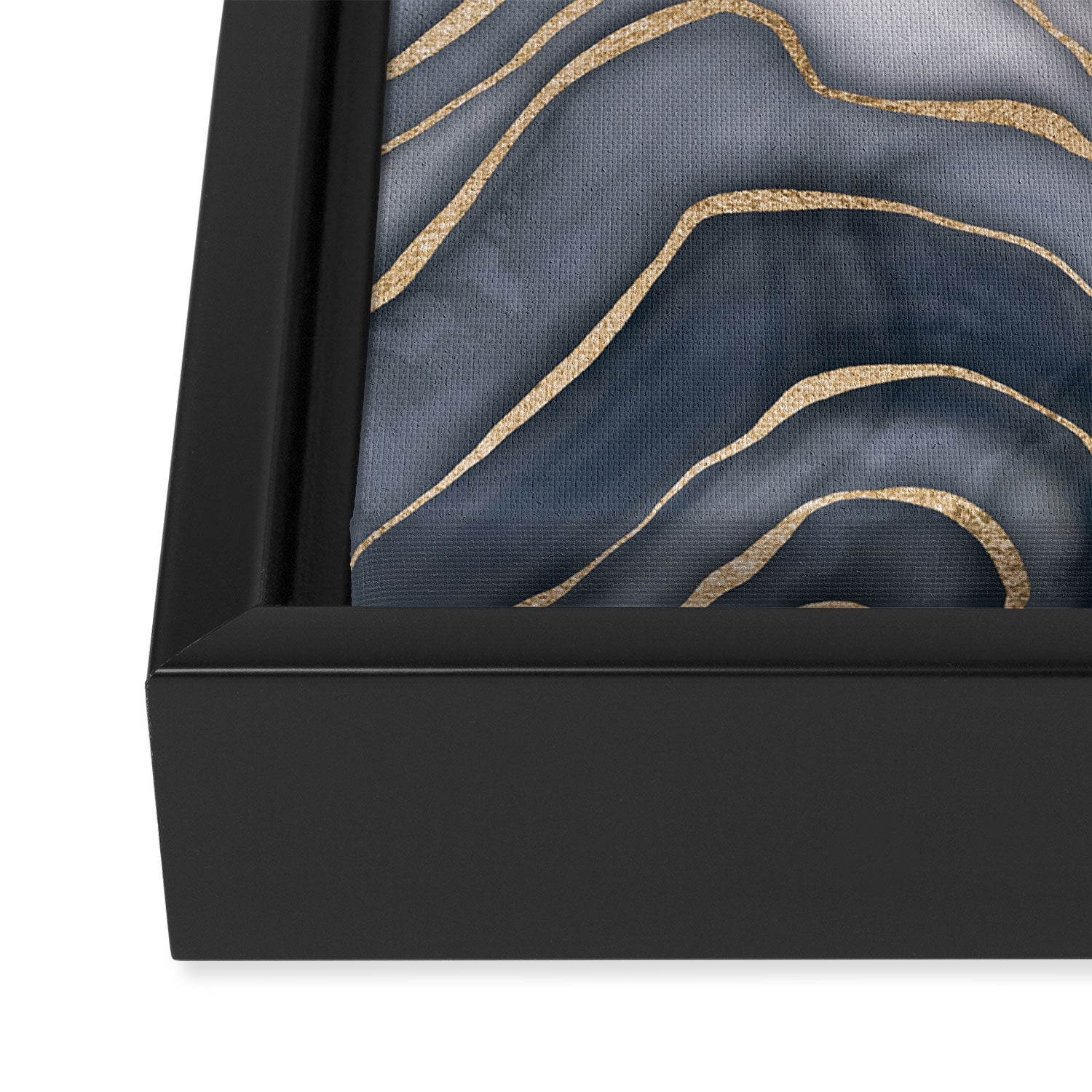 Elegant Marble Reverie Navy Gold Framed Canvas Print Gallery Image 3