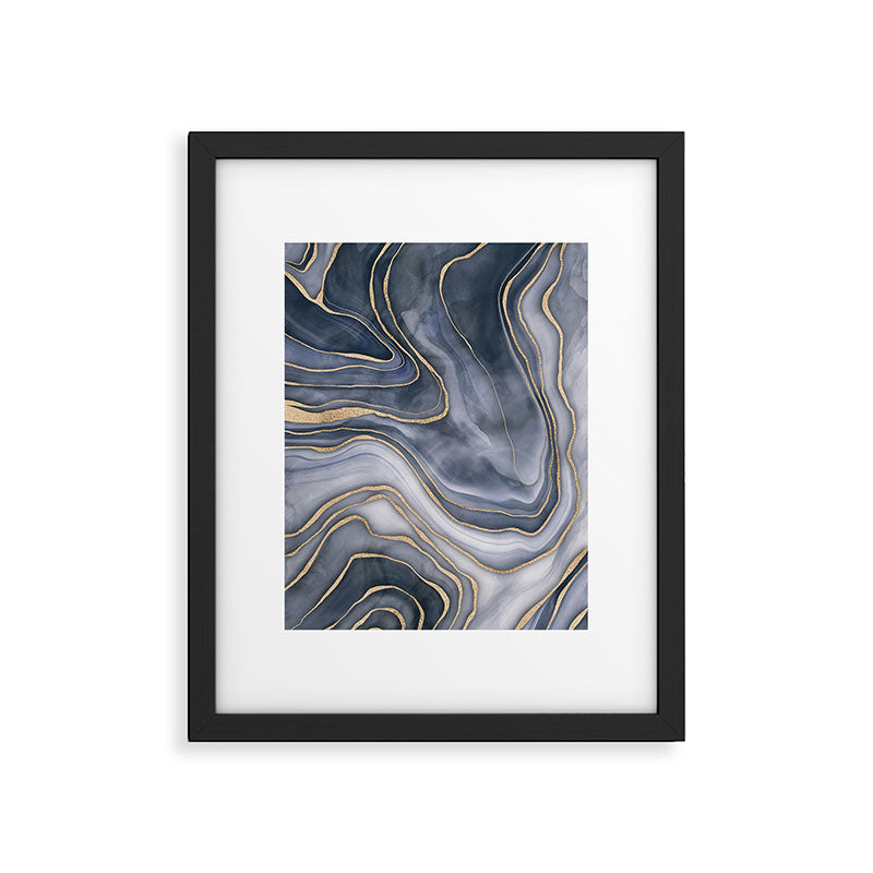 Elegant Marble Reverie Navy Gold Framed Art Print Gallery Image 5