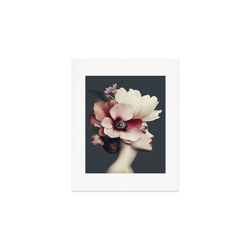 Enchanted Moody Floral Portrait Art Print Gallery Image 1