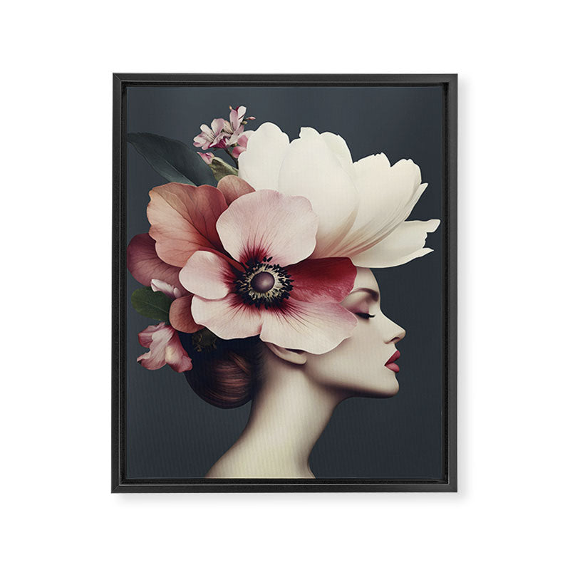 Enchanted Moody Floral Portrait Framed Canvas Print Gallery Image 8