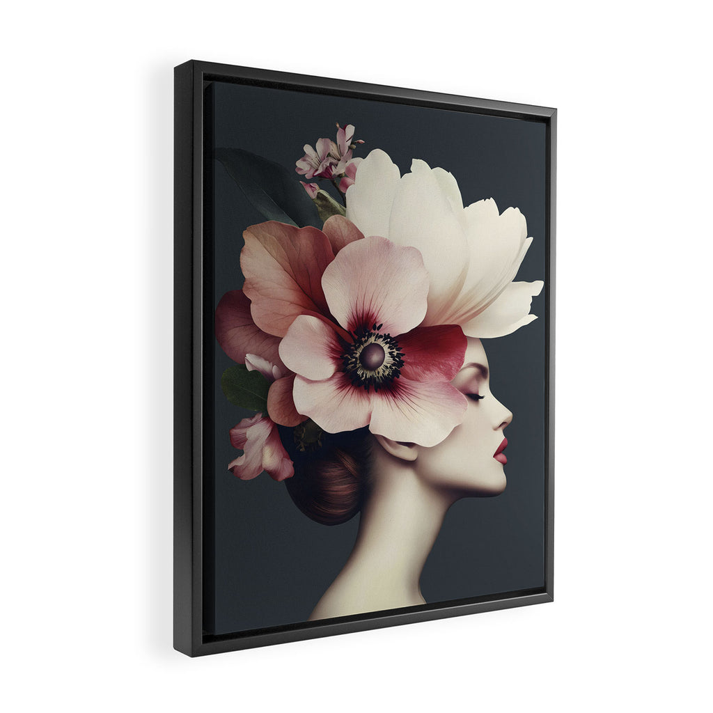 Enchanted Moody Floral Portrait Framed Canvas Print Gallery Image 2