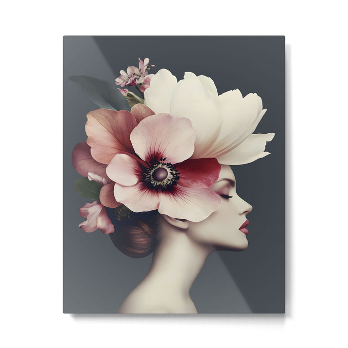 Enchanted Moody Floral Portrait Metal Print Gallery Image 1