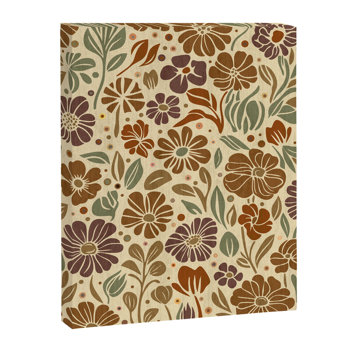 Eternal Summer Block Print Countryside Vibes Flower Earth Tones Canvas Print Gallery Image 1