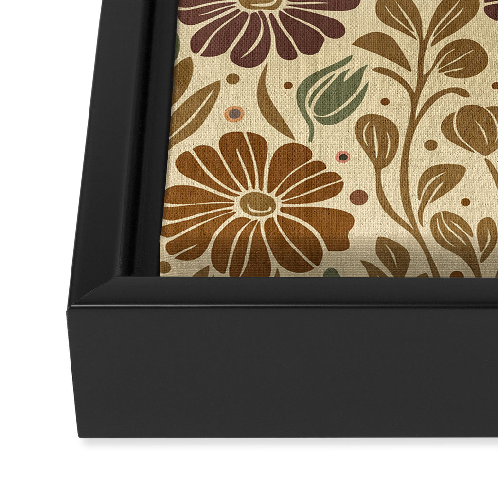 Eternal Summer Block Print Countryside Vibes Flower Earth Tones Framed Canvas Print Gallery Image 3