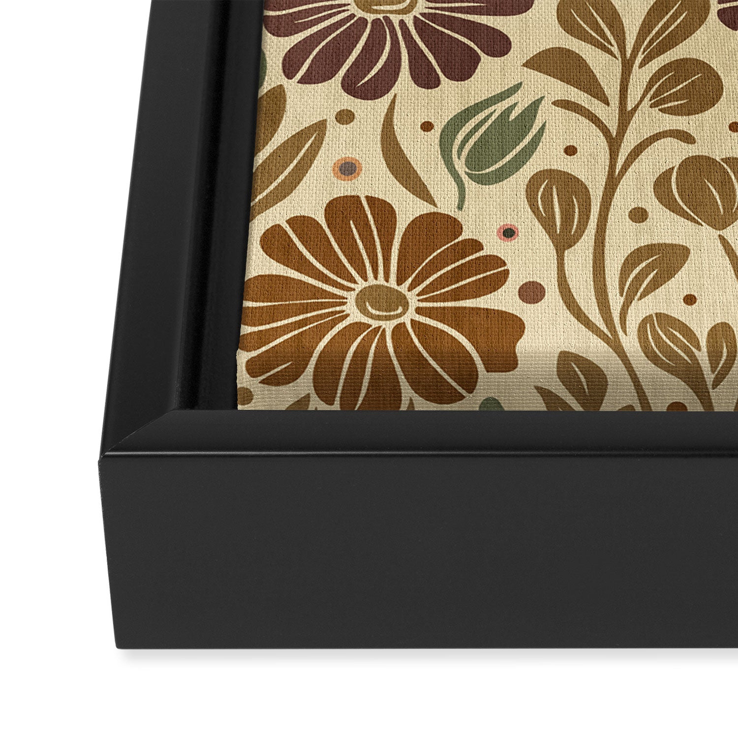 Eternal Summer Block Print Countryside Vibes Flower Earth Tones Framed Canvas Print Gallery Image 3