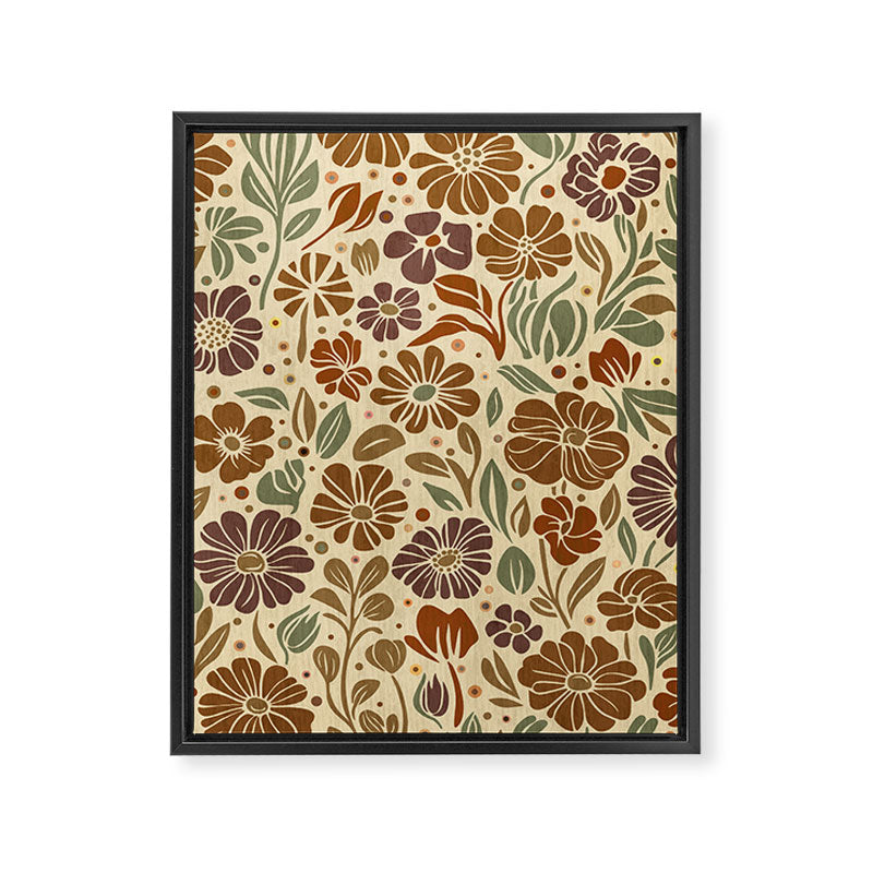 Eternal Summer Block Print Countryside Vibes Flower Earth Tones Framed Canvas Print Gallery Image 6