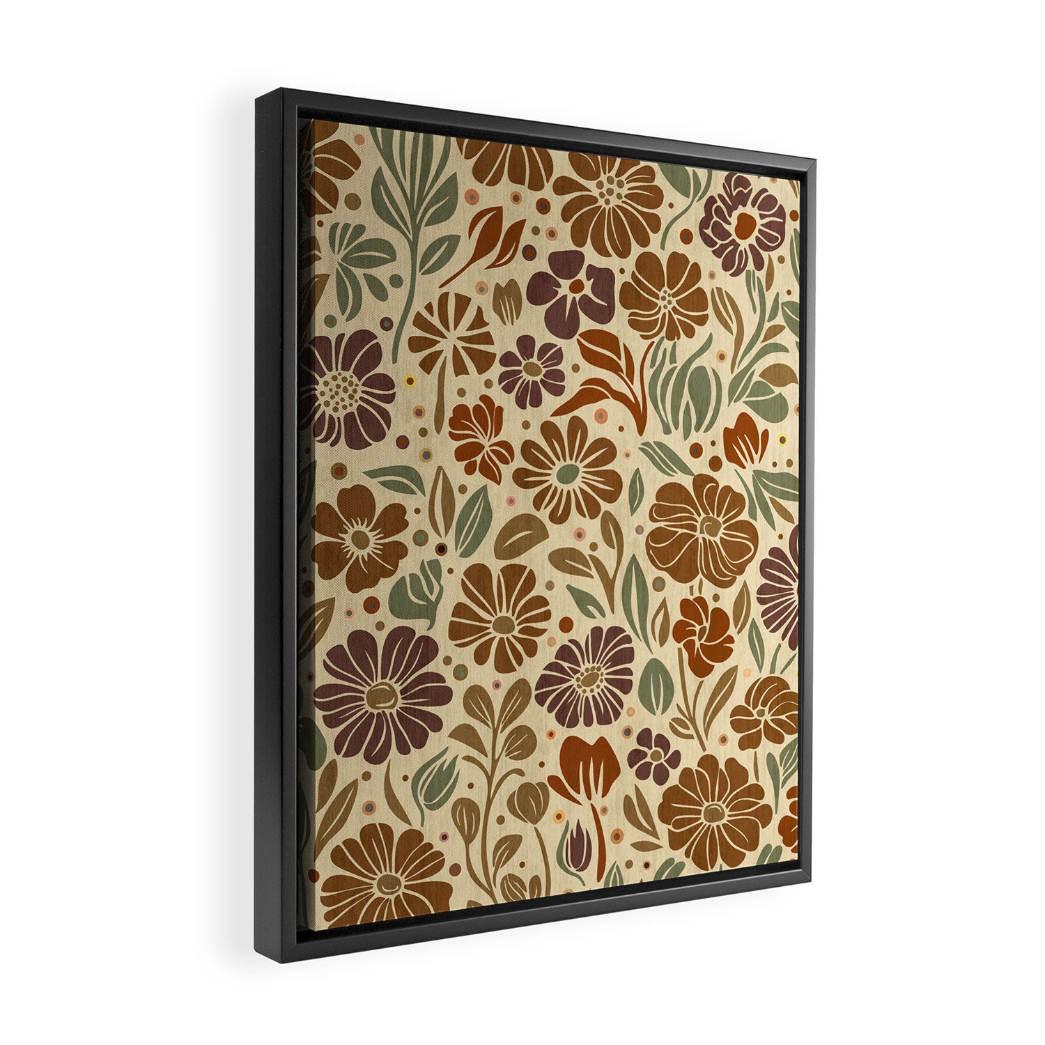 Eternal Summer Block Print Countryside Vibes Flower Earth Tones Framed Canvas Print Gallery Image 2