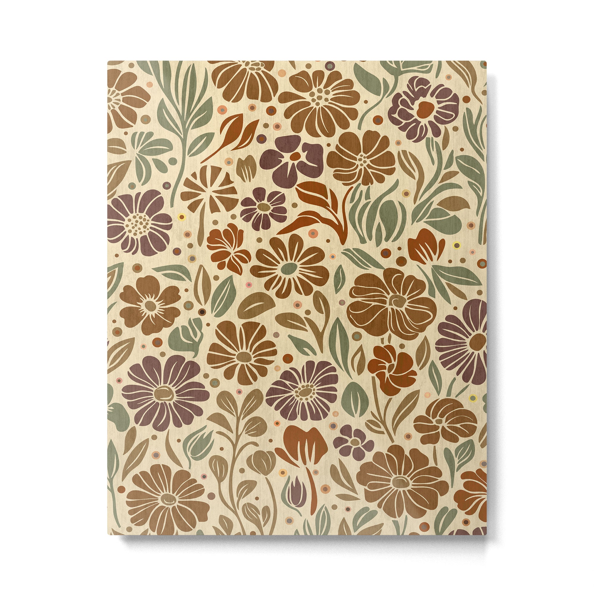 Eternal Summer Block Print Countryside Vibes Flower Earth Tones Metal Print Gallery Image 4