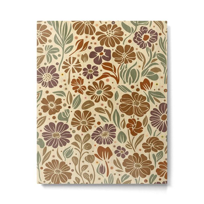 Eternal Summer Block Print Countryside Vibes Flower Earth Tones Metal Print Gallery Image 1
