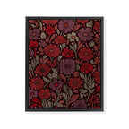 Eternal Summer Block Print Countryside Vibes Flower Garden Crimson Red Framed Canvas Print Gallery Image 6