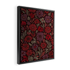 Eternal Summer Block Print Countryside Vibes Flower Garden Crimson Red Framed Canvas Print Gallery Image 2