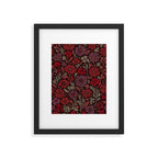 Eternal Summer Block Print Countryside Vibes Flower Garden Crimson Red Framed Art Print Gallery Image 5