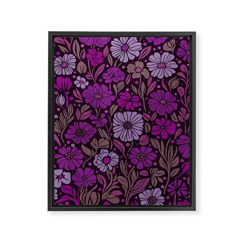 Eternal Summer Block Print Countryside Vibes Flower Garden Fuchsia Framed Canvas Print Gallery Image 6