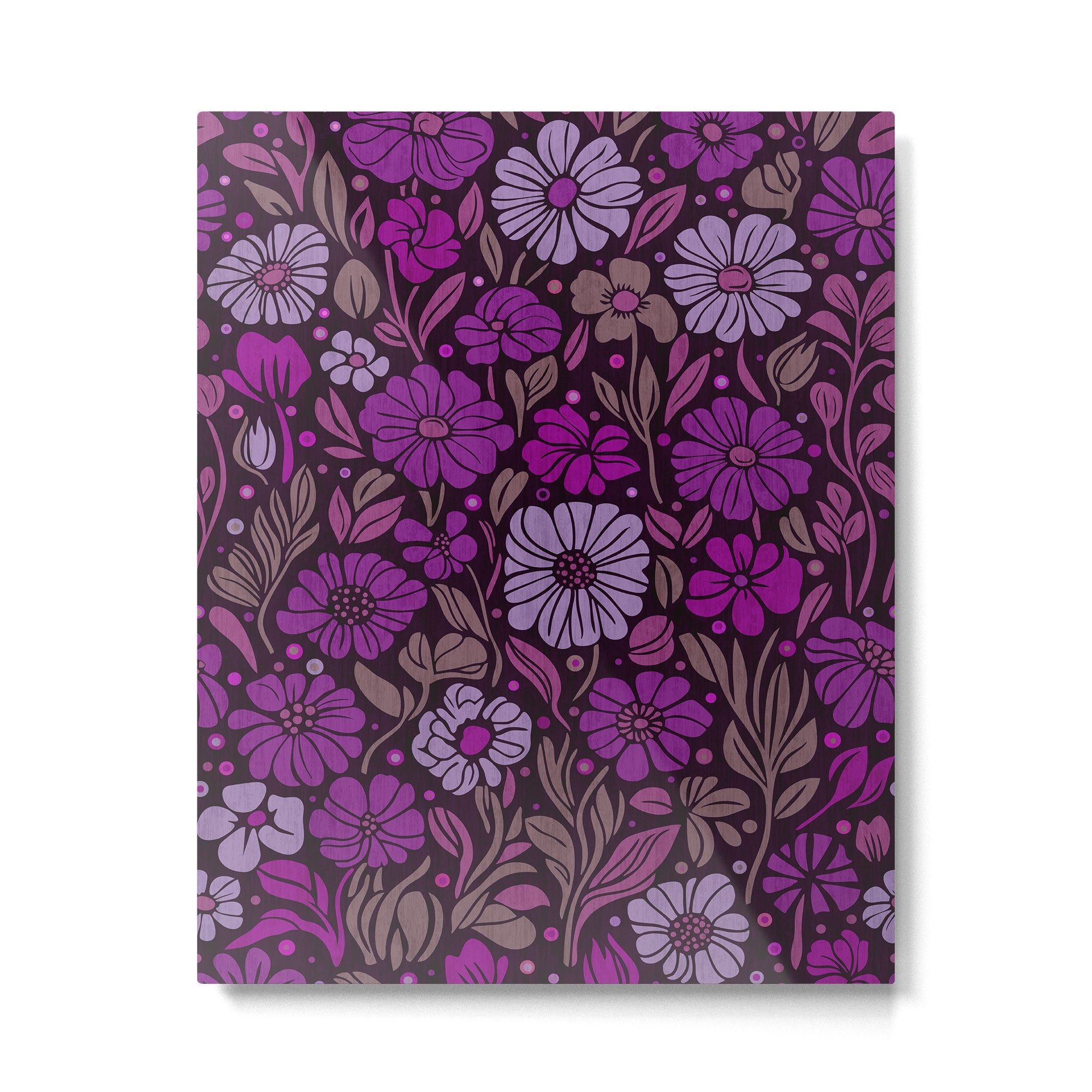 Eternal Summer Block Print Countryside Vibes Flower Garden Fuchsia Metal Print Gallery Image 4