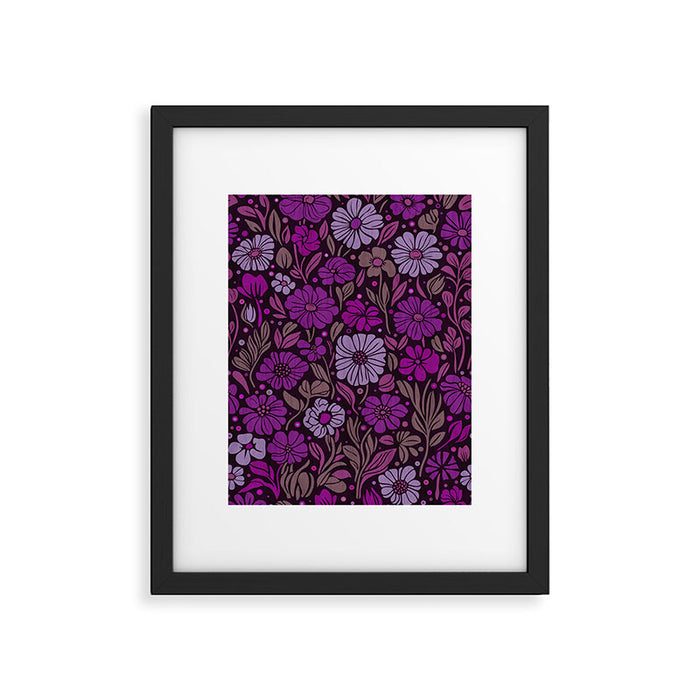 Eternal Summer Block Print Countryside Vibes Flower Garden Fuchsia Framed Art Print Gallery Image 1