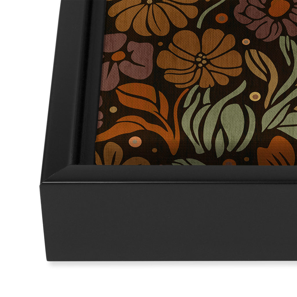 Eternal Summer Block Print Countryside Vibes Flower Garden Marigold Framed Canvas Print Gallery Image 3