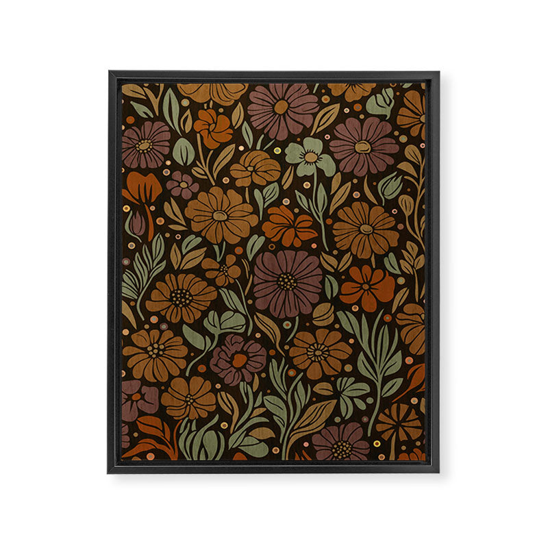 Eternal Summer Block Print Countryside Vibes Flower Garden Marigold Framed Canvas Print Gallery Image 6