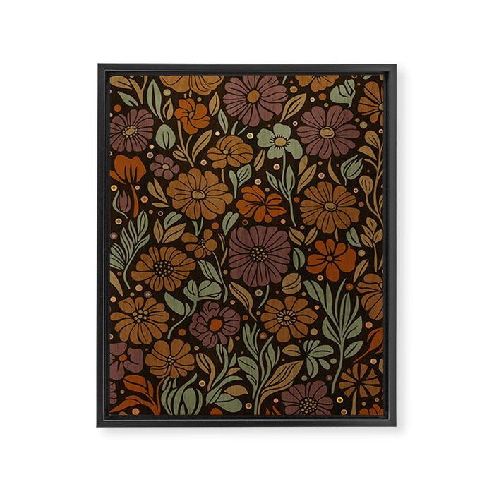 Eternal Summer Block Print Countryside Vibes Flower Garden Marigold Framed Canvas Print Gallery Image 1