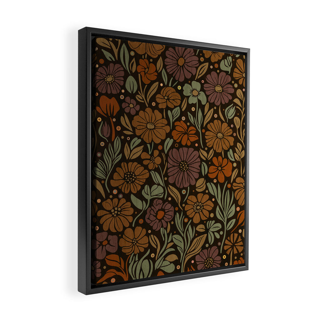 Eternal Summer Block Print Countryside Vibes Flower Garden Marigold Framed Canvas Print Gallery Image 2