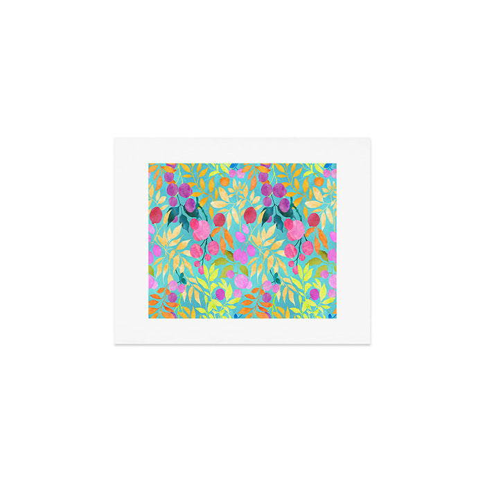Exotic Fruit Garden Tropical Summer Foliage And Fruit Turquoise Art Print Gallery Image 1
