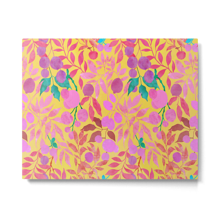 Exotic Fruit Garden Tropical Summer Foliage And Fruit Yellow Metal Print Gallery Image 1