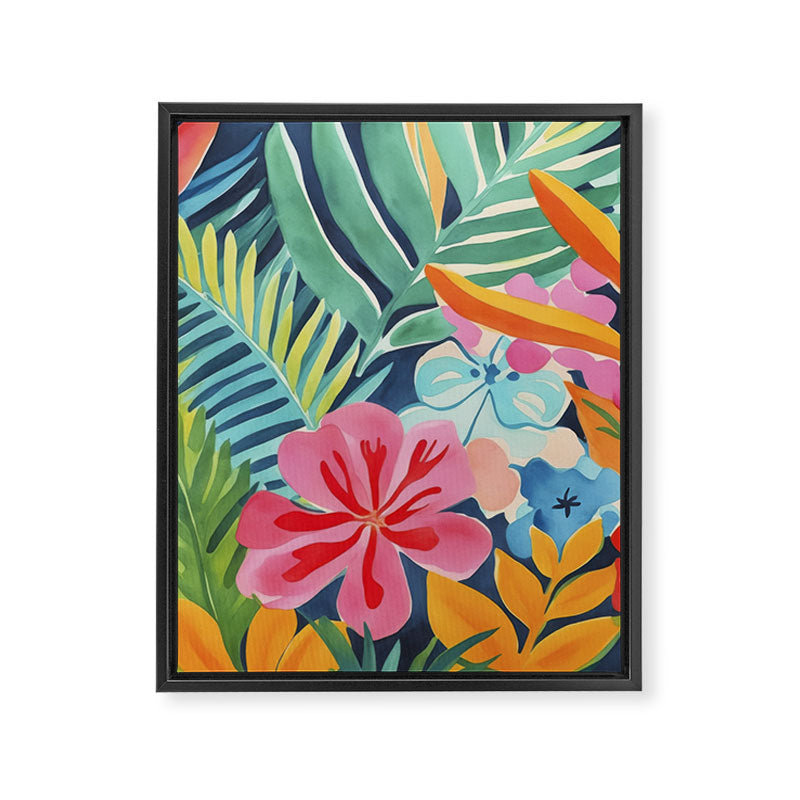 Exotic Garden Escape Multicolor Modern Botanical Art Framed Canvas Print Gallery Image 6