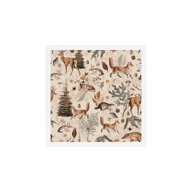 Fall Forest Impression  Wild Animals In Earth Colors Art Print Gallery Image 1