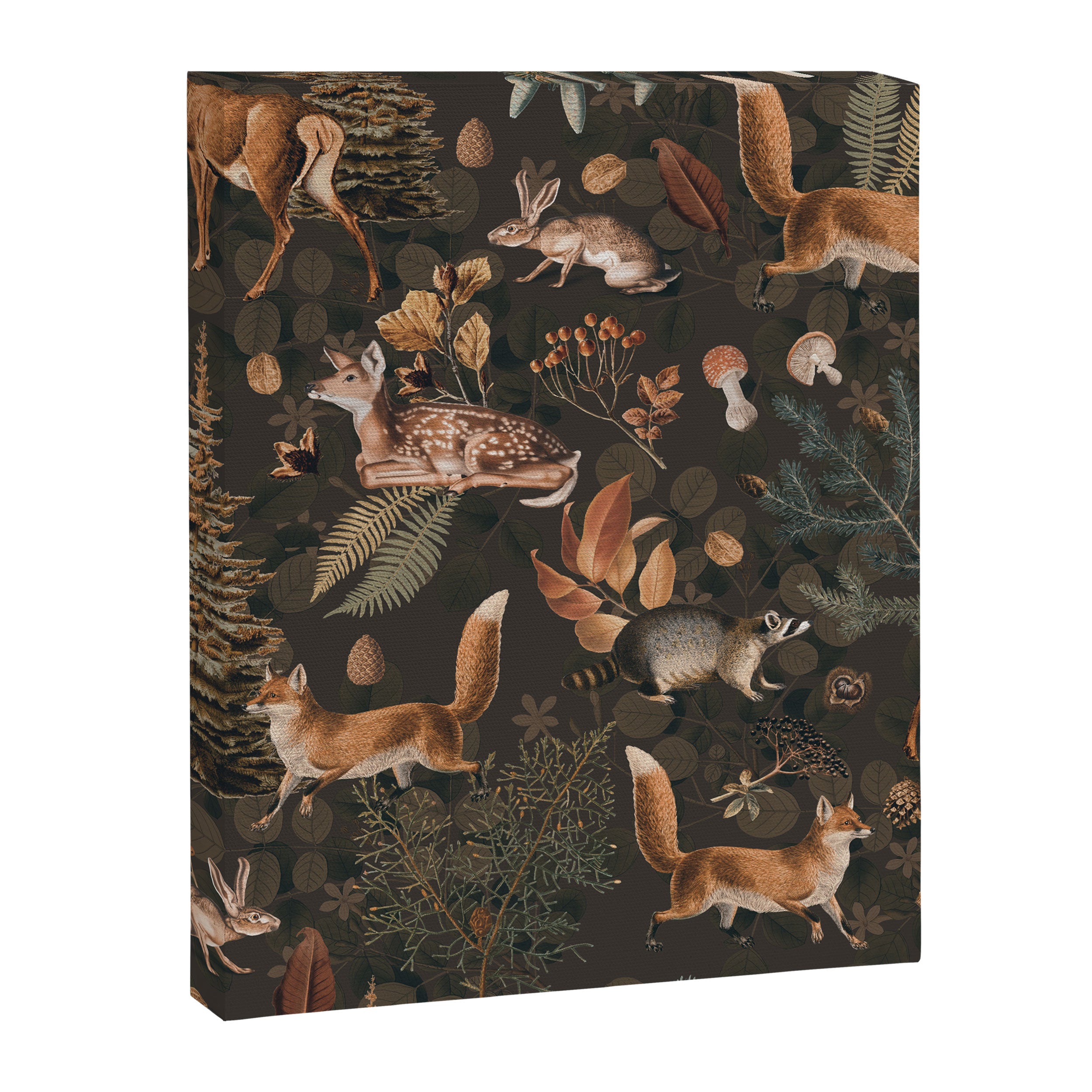 Fall Forest Impression With Wild Animals Moody Brown Canvas Print Gallery Image 8