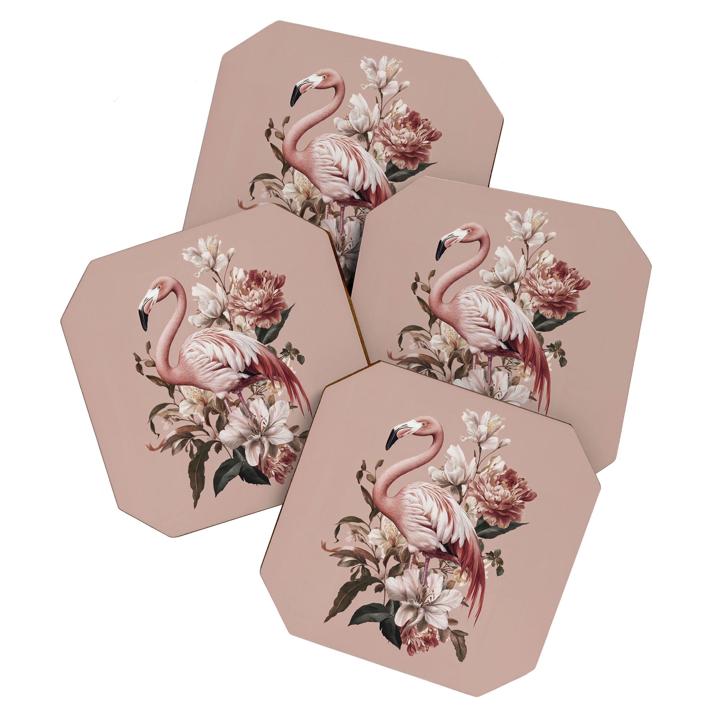 Floral Flamingo Romantic Serenade Coaster Gallery Image 1