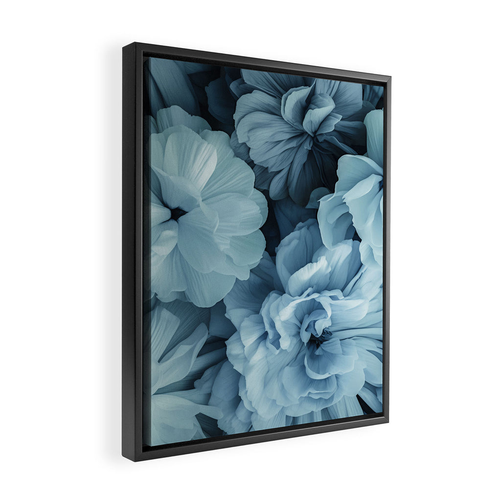 Floral Romance Vintage Nostalgia Aqual Blue Framed Canvas Print Gallery Image 2