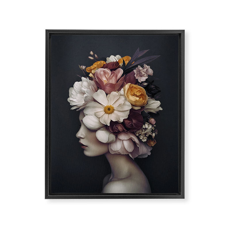 Graceful Blossom Serenity Female Portrait Framed Canvas Print Gallery Image 8