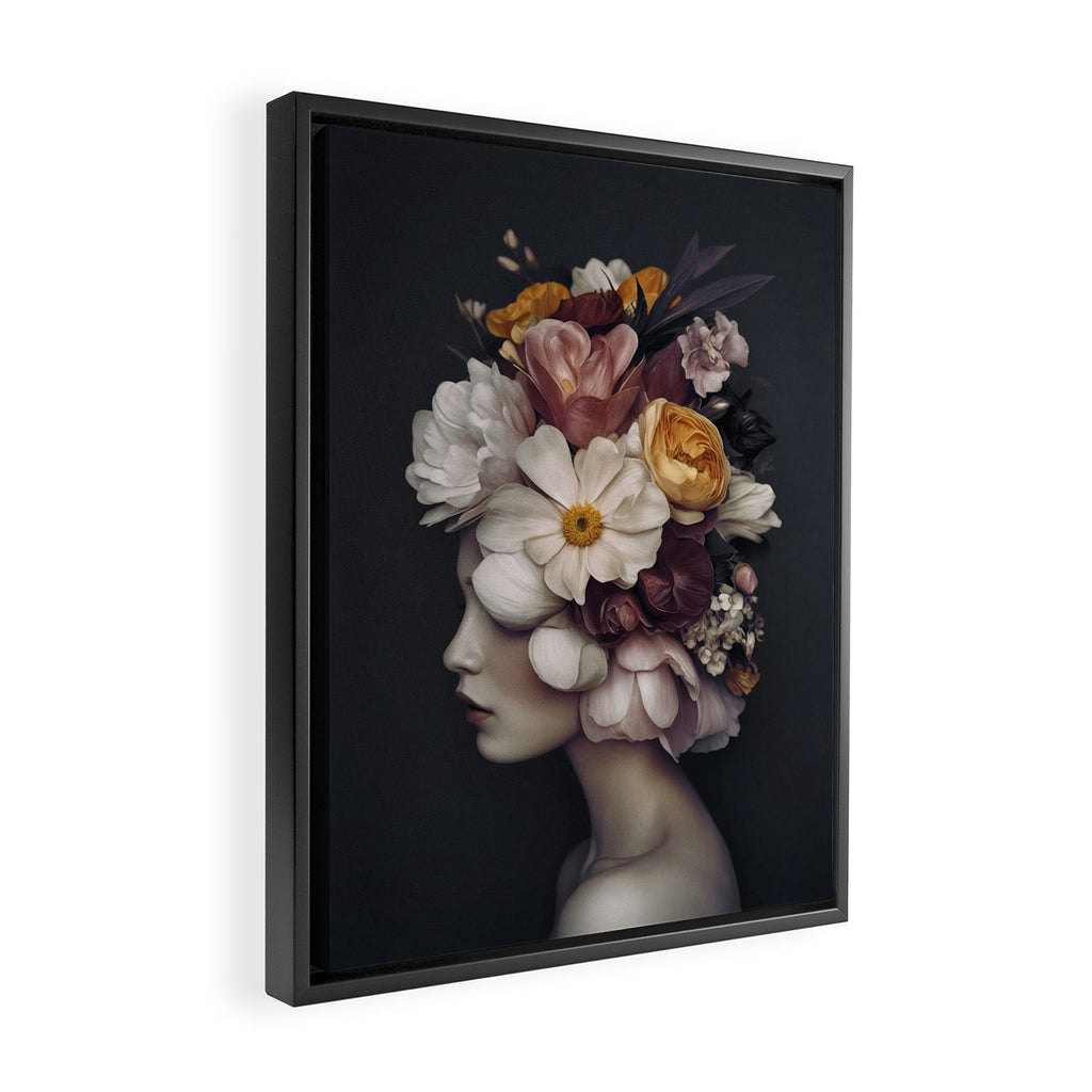Graceful Blossom Serenity Female Portrait Framed Canvas Print Gallery Image 2
