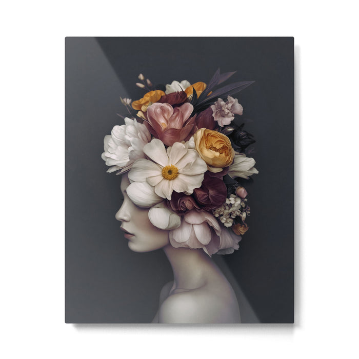 Graceful Blossom Serenity Female Portrait Metal Print Gallery Image 1