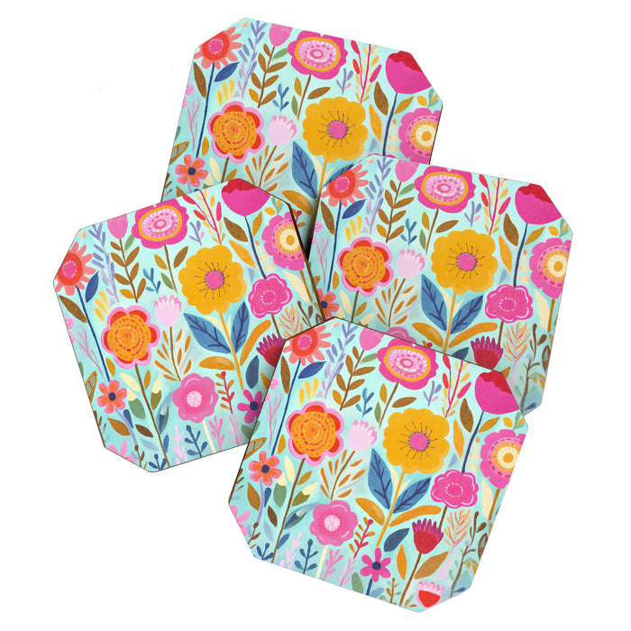 Happy Summer Groovy Flower Meadow Coaster Gallery Image 1