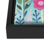 Happy Summer Groovy Flower Meadow Framed Canvas Print Gallery Image 3