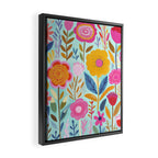 Happy Summer Groovy Flower Meadow Framed Canvas Print Gallery Image 2