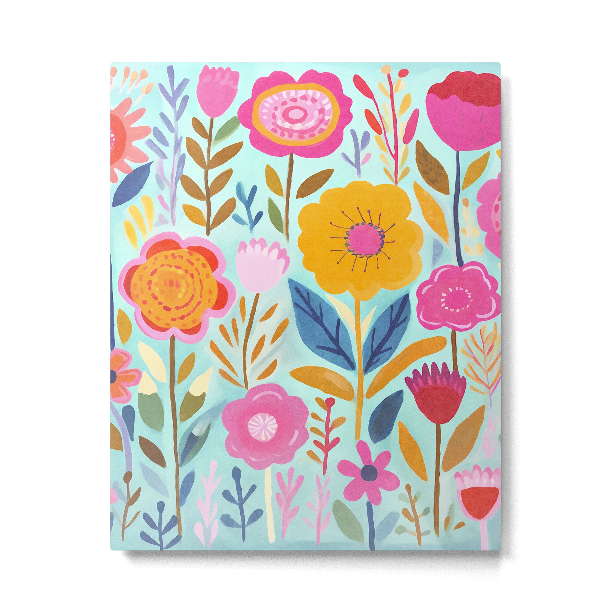 Happy Summer Groovy Flower Meadow Metal Print Gallery Image 4