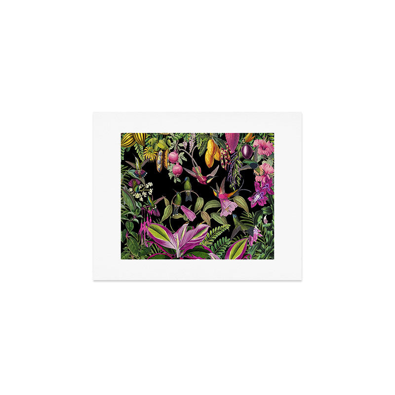 Hidden Exotic Hummingbird Paradise Black Art Print Gallery Image 1