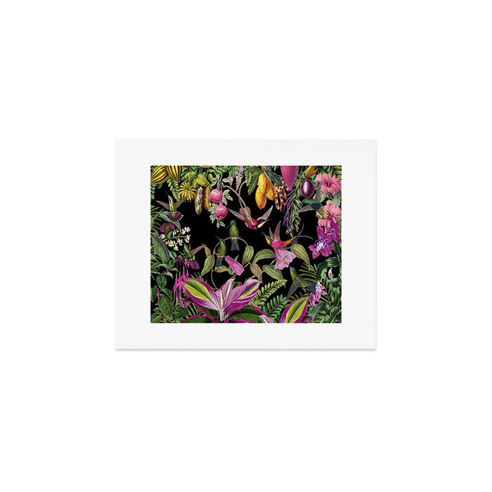 Hidden Exotic Hummingbird Paradise Black Art Print Gallery Image 1