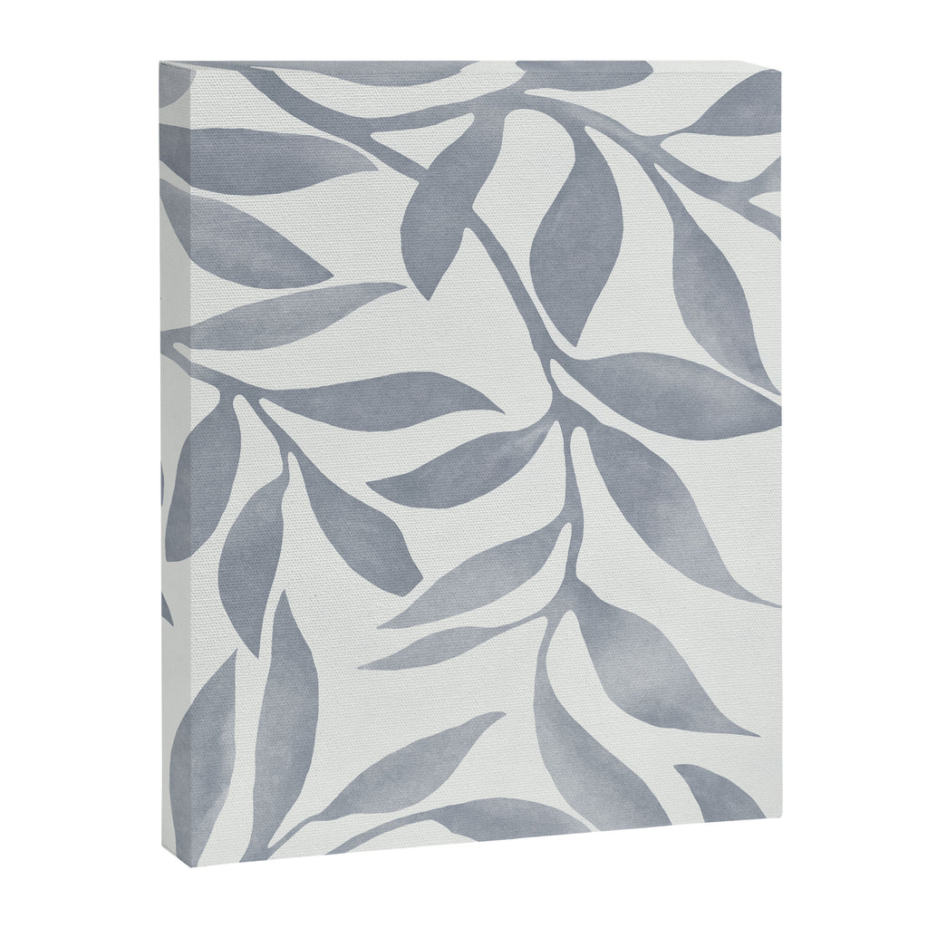 Japandi Calm Neutral Blue Grey Leaf Pattern Canvas Print Gallery Image 6