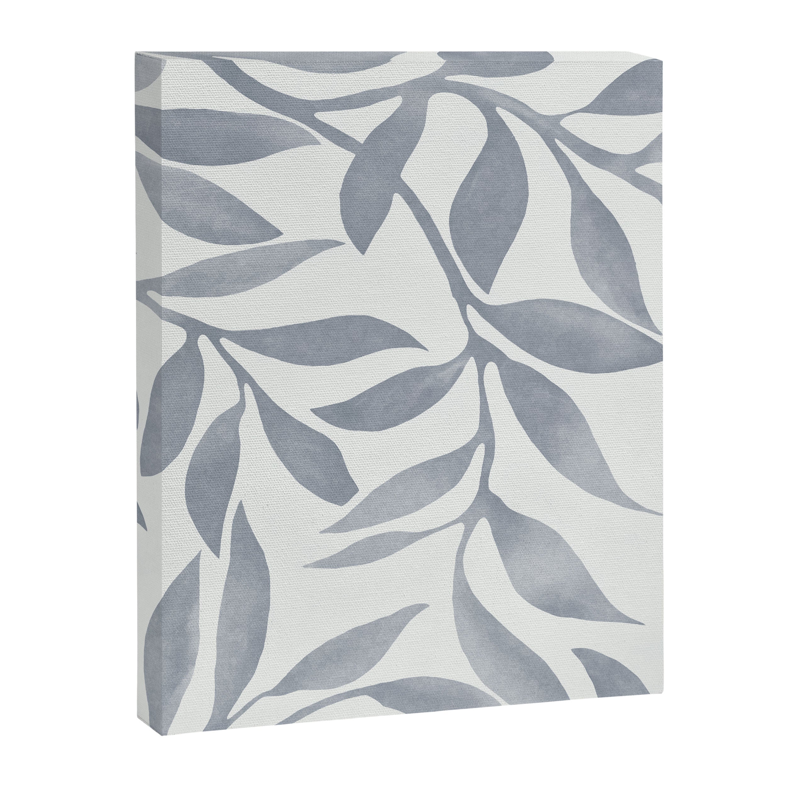 Japandi Calm Neutral Blue Grey Leaf Pattern Canvas Print Gallery Image 6