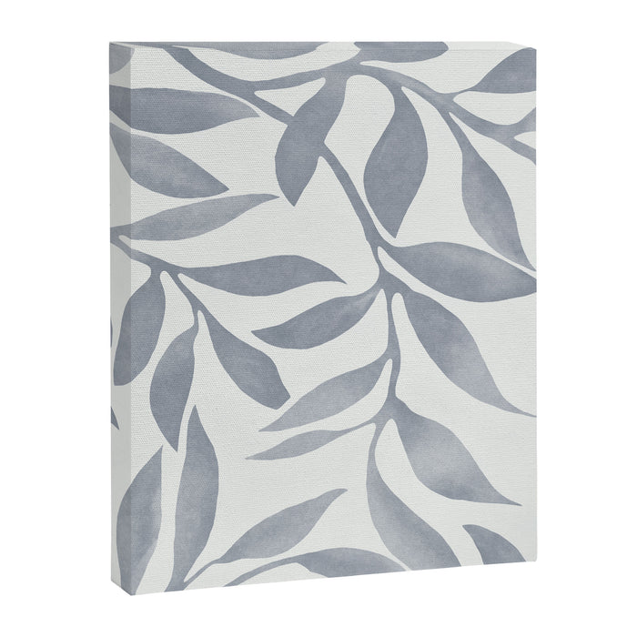 Japandi Calm Neutral Blue Grey Leaf Pattern Canvas Print Gallery Image 1